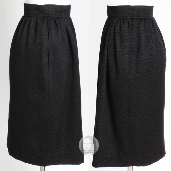 Yves Saint Laurent Skirt Pencil Black Textured Knit YSL Rive Gauche Size 38 90s - Picture 6 of 8